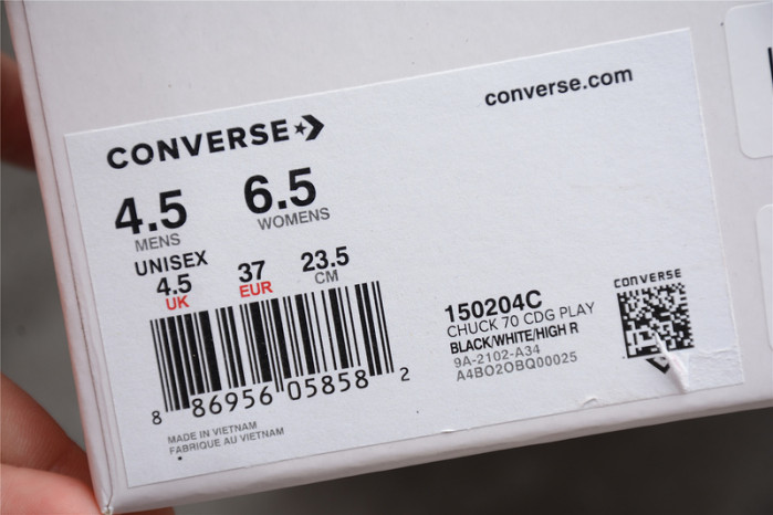 Converse Chuck Taylor All-Star 70s Hi Comme des Garcons PLAY Black 150204C
