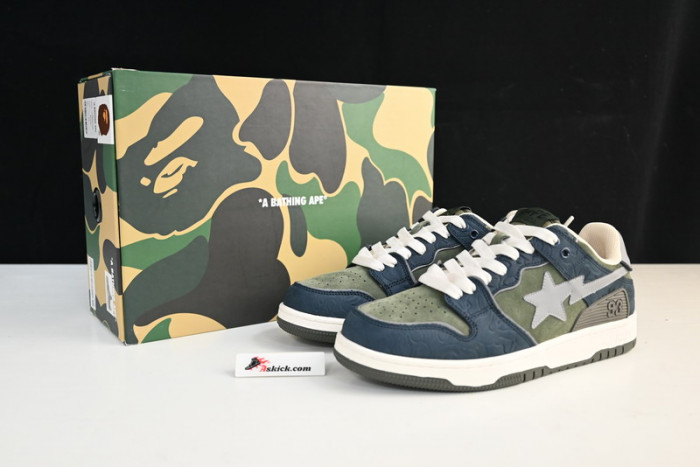 A Bathing Ape Bape SK8 Sta Army Green Dark Blue 1H80-191-019