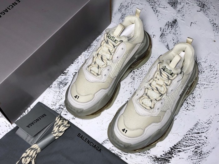 Balen TRIPLE S TRAINERS CLEAR SOLE gold and white  541624  W09O1 9005