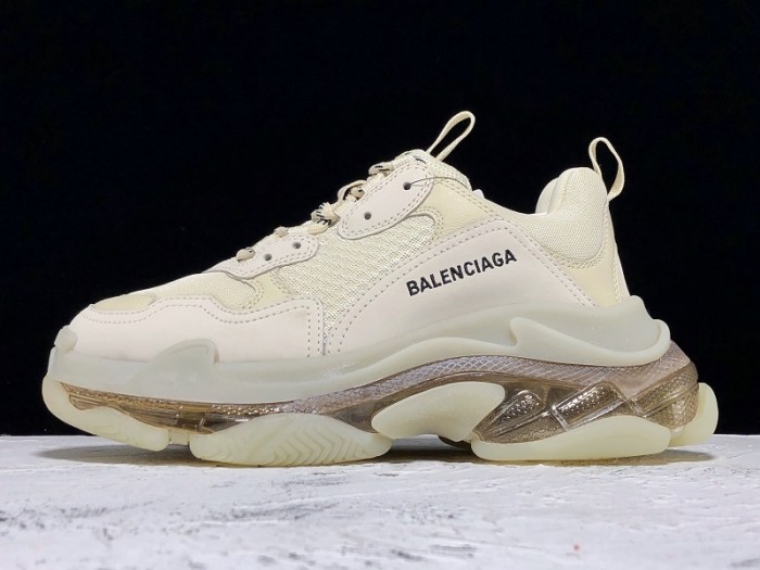 Balen TRIPLE S TRAINERS CLEAR SOLE gold and white  541624  W09O1 9005