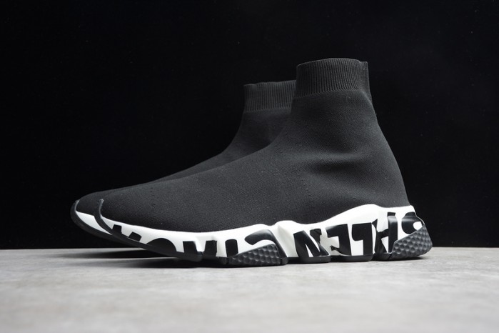 Balen Speed Graffiti Trainers Black White 605972 W05GE 1015