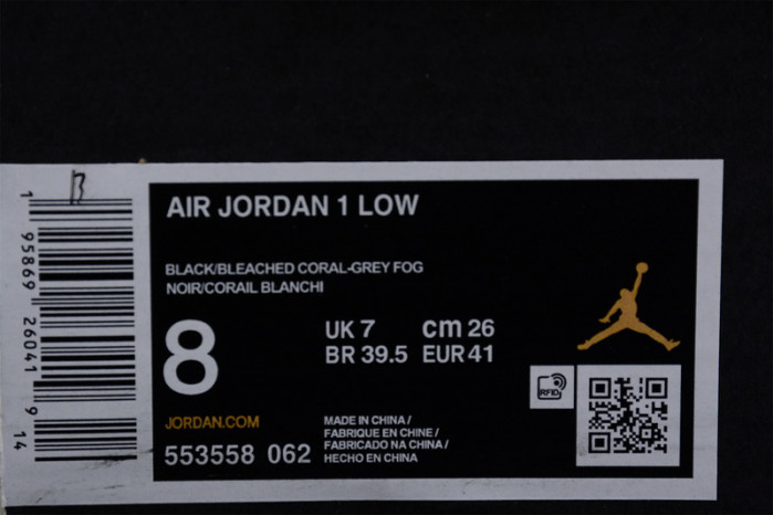 Air Jordan 1 Low Black Grey Pink 553558-062