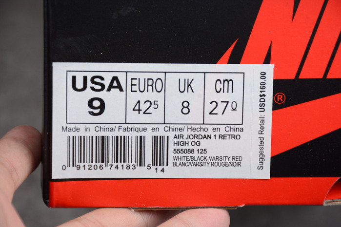 Air Jordan 1 Retro Black Toe (2016) 555088-125