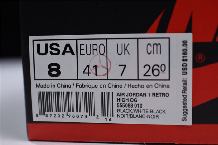 Air Jordan 1 Retro Black White 555088-010
