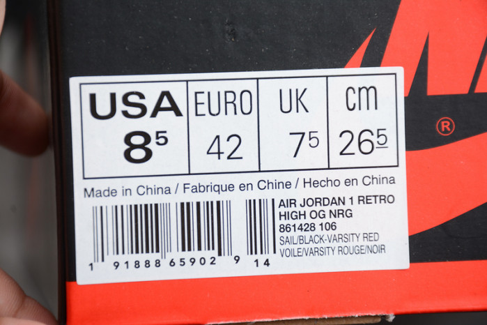 Air Jordan 1 Retro High "Not for Resale" Varsity Red 861428-106