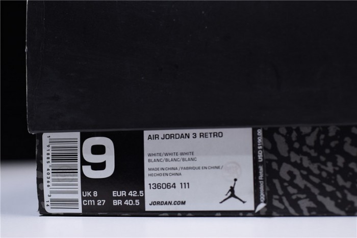 Air Jordan 3 Retro Triple White 136064-111