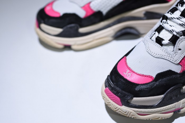 Balen 17Fw Triple S Black Pink Women Sneaker 483523 W06E3 8080