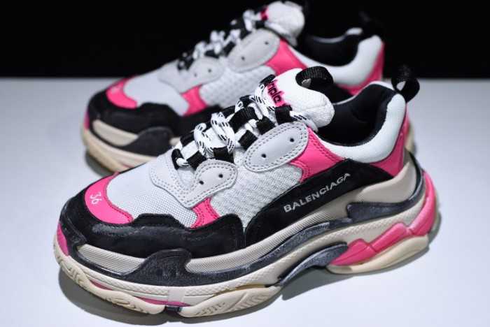 Balen 17Fw Triple S Black Pink Women Sneaker 483523 W06E3 8080