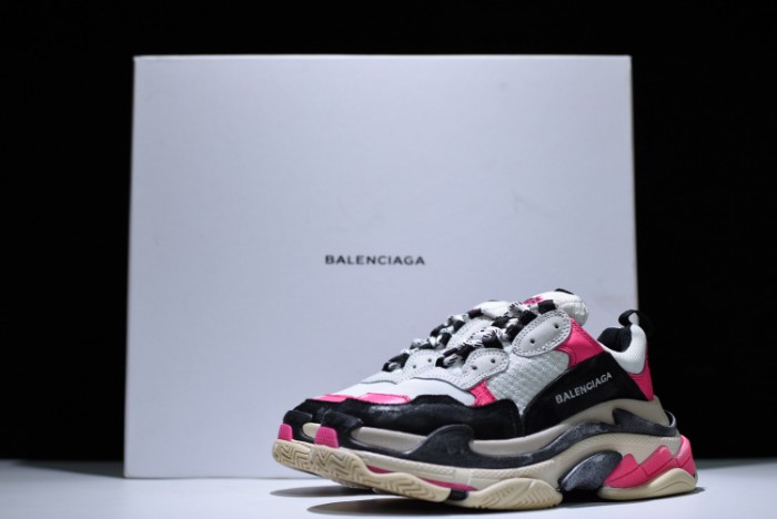 Balen 17Fw Triple S Black Pink Women Sneaker 483523 W06E3 8080
