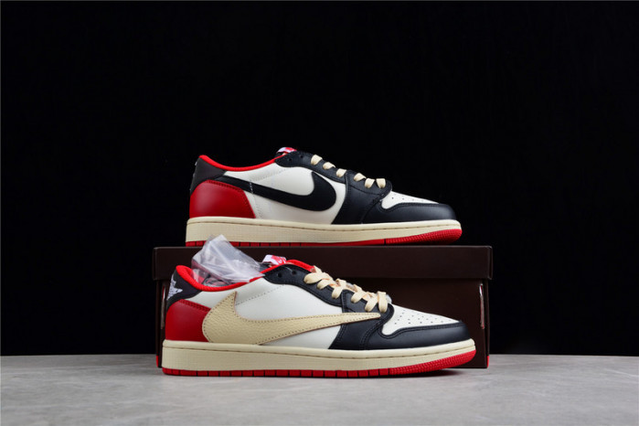 TRAVIS SCOTT X FRAGMENT AIR JORDAN 1 LOW OG SP BLACK/WHITE-GYM RED CQ4278-088