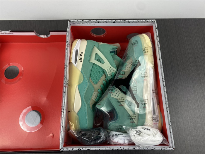 OF x Air Jordan 4 Sail Neptune Green CV9388-102