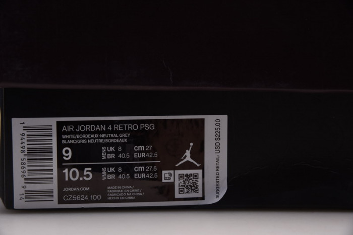 Air Jordan 4 PSG Neutral Grey Bordeaux CZ5624-100