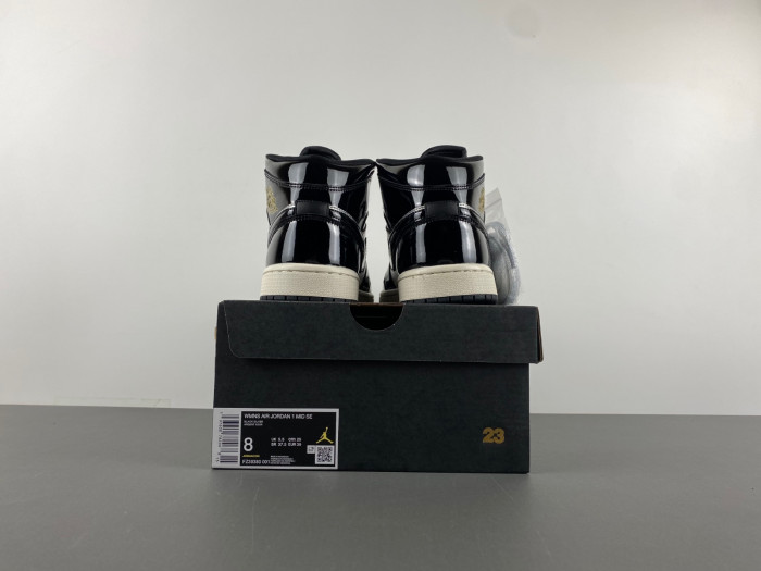 Air Jordan 1 Mid SE Black Metallic Silver Sail Metallic Gold FZ39380-001
