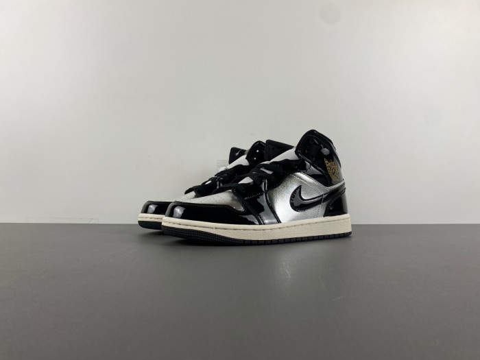 Air Jordan 1 Mid SE Black Metallic Silver Sail Metallic Gold FZ39380-001