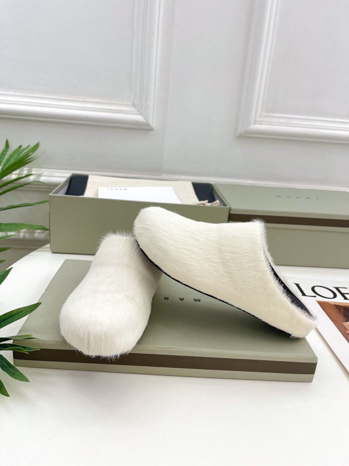 MARNI White Fussbett Sabot Loafers