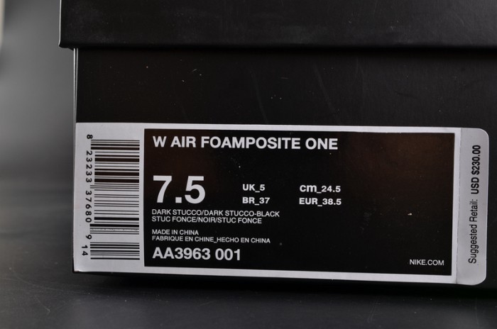 Nike Air Foamposite One “Shine”  Dark Stucco/ black  AA3963-001